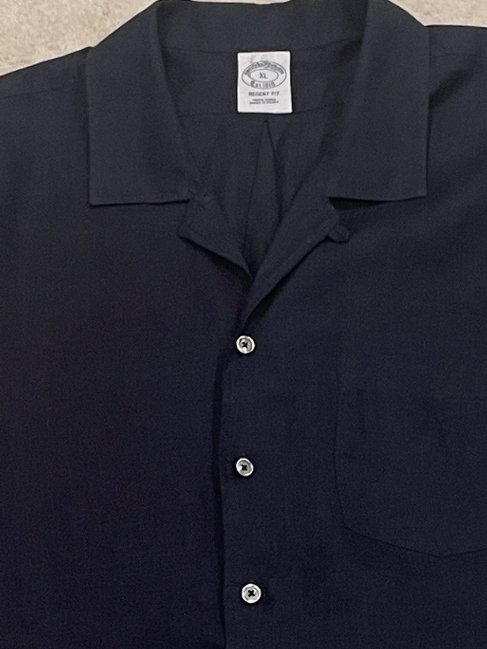 Brooks Brothers Men's XL Shirt Baird McNutt Irish Linen Camp Collar Navy Blue